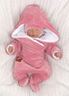 Obrázek z Zimní kojenecký velurový overal s bavlněnou podšívkou - pudrový