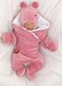 Obrázek z Zimní kojenecký velurový overal s bavlněnou podšívkou - pudrový