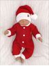 Obrázek z 2 - dílná sada Pletený overálek + čepička Baby Santa, červený