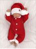 Obrázek z 2 - dílná sada Pletený overálek + čepička Baby Santa, červený