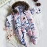 Obrázek z Zimní kombinéza s dvojitým zipem, kapucí a kožešinou + rukavičky Z&Z, Angel, růžičky