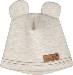 Obrázek Teplá dětská čepice , bavlněná s oušky, šedá