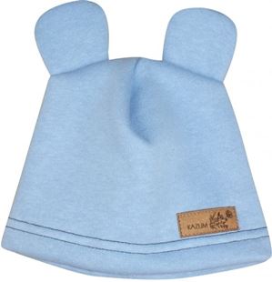 Obrázek Teplá dětská čepice , bavlněná s oušky, modrá