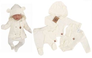Obrázek Sada do porodnice 5D, body, polodupačky, kabátek, čepička, rukavičky Z&Z, ecru
