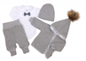Obrázek z 5 - dílná Luxusní kojenecká soupravička s motýlkem Elegán, šedá