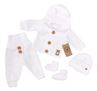 Obrázek z 4 - dílná kojenecká soupravička, kabátek, tepláčky, čepička a botičky - bílá