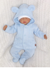 Obrázek z 5 - dílná kojenecká soupravička pletená do porodnice - modrá, bílá