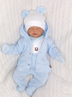 Obrázek z 5 - dílná kojenecká soupravička pletená do porodnice - modrá, bílá
