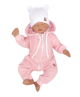 Obrázek z Dětský teplákový overálek s kapucí, růžový