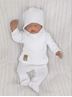 Obrázek z 5 - dílná pletená kojenecká soupravička s šátkem - bílá