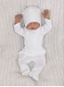 Obrázek z 5 - dílná pletená kojenecká soupravička s šátkem - bílá