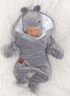 Obrázek z Zimní kojenecký velurový overal s bavlněnou podšívkou - šedý