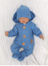 Obrázek z 4 - dílná kojenecká soupravička, kabátek, tepláčky, čepička a botičky - jeans