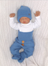 Obrázek z 4 - dílná kojenecká soupravička, kabátek, tepláčky, čepička a botičky - jeans