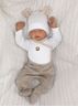 Obrázek z 5 - dílná kojenecká soupravička pletená do porodnice - béžová, bílá
