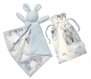 Obrázek Mazlík, přítulníček Zajíček, froté + bavlna, Slon a duha, modrý
