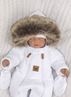 Obrázek z Zimní kombinéza s dvojitým zipem, kapucí a kožešinou + rukavičky, Angel - bílá