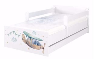 Obrázek Dětská postel Max XL Domečky a letadlo 180x90 cm - Bílá