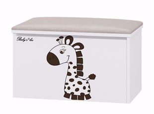 Obrázek Truhla na hračky s podsedákem Žirafka - Bílá