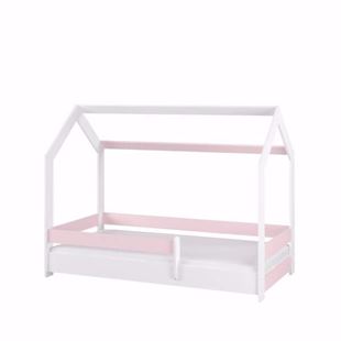 Obrázek Dětská postel Domeček 160x80 cm Bílá + Růžová