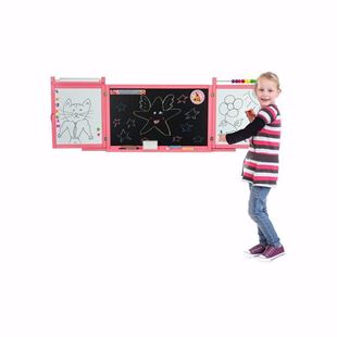 Obrázek Dětská školní magnetická tabule na zeď 4v1 - Růžová