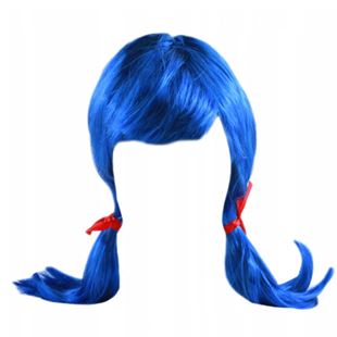 Obrázek Beruška modrá paruka s copánky 40cm