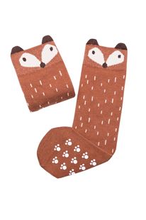 Obrázek Mama's Feet Dětské podkolenky s liškou Crazy Animals Ginger Fox hnědé
