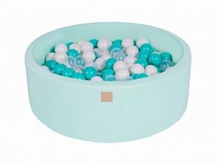 Obrázek Suchý bazének s míčky 90x30cm s 200 míčky, mintová: bílá, tyrkysová, průhledná