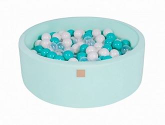 Obrázek z Suchý bazének s míčky 90x30cm s 200 míčky, mintová: bílá, tyrkysová, průhledná