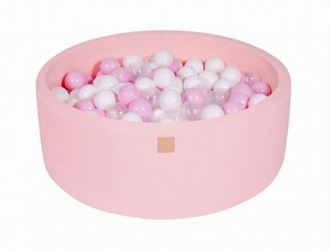 Obrázek z Suchý bazének s míčky 90x30cm s 200 míčky, růžová: bílá, růžová, průhledná