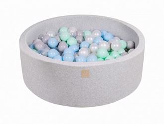 Obrázek z Suchý bazének s míčky 90x30cm s 200 míčky, světle šedá: šedá, bílá, průhledná, mintová, modrá