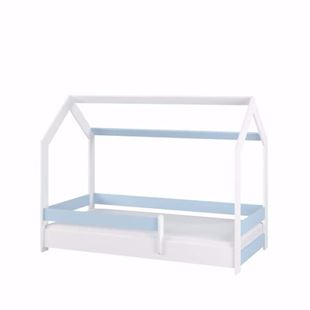 Obrázek Dětská postel Domeček 160x80 cm Bílá + Modrá