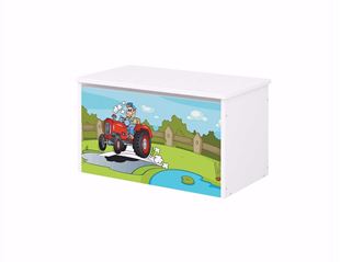 Obrázek Truhla na hračky Traktor- Bílá
