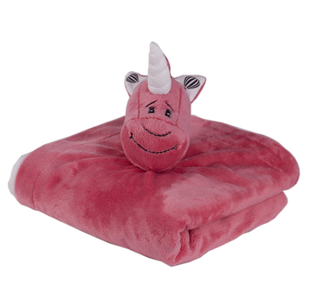 Obrázek Dětská deka s plyšovou hračkou Jednorožec - Růžová
