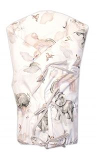 Obrázek Bavlněný náhr. povlak, potah na retro zavinovačku LALLY, Slon a duha, bílý