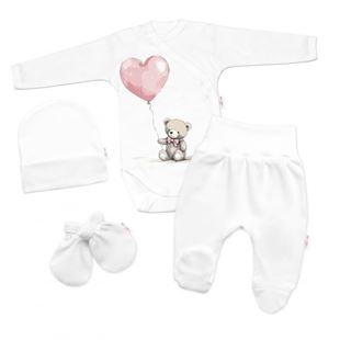 Obrázek Sada do porodnice pro miminko 4D Teddy Love - bílá/růžová