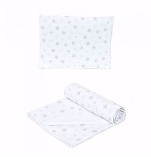 Obrázek Dětská letní deka a polštář Hěvzdičky Velvet 80x90 cm - Bílá
