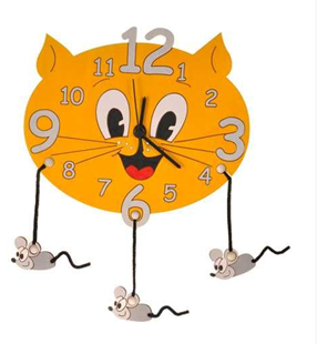 Obrázek Dětské dřevěné hodiny Kočka s myškami