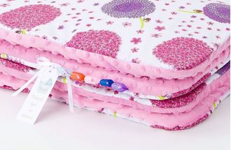 Obrázek z Dětská deka s polštářem Pampeliška Minky 75x100 cm - Růžová s výplní