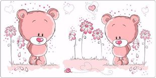 Obrázek Medvídci růžová samolepka na zeď