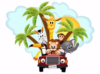 Obrázek z Jeep safari zvířátka, palmy samolepka na zeď