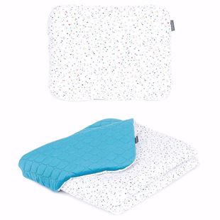 Obrázek Dětská deka s polštářem Barevné Tečky Velvet PIK 75x100 cm Modrá