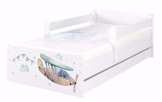 Obrázek z Dětská postel Max XL Domečky a letadlo 180x90 cm - Bílá