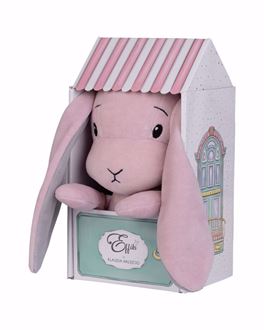 Obrázek z Mazlíček Effik Bunny Růžový s šedými oušky v Domečku