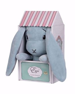 Obrázek z Mazlíček Effik Bunny Modrý s šedými oušky v Domečku