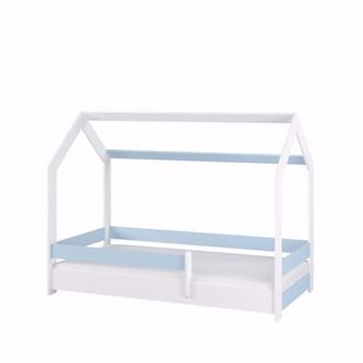 Obrázek z Dětská postel Domeček 160x80 cm Bílá + Modrá