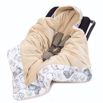 Obrázek z Zavinovací deka s kapucí Safari Zvířátka Cappučíno