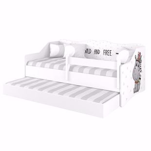 Obrázek Dvojitá dětská postel LULU 160x80 cm Hrošík - Bílá