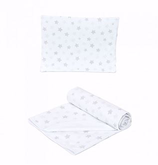 Obrázek z Dětská letní deka a polštář Hěvzdičky Velvet 80x90 cm - Bílá