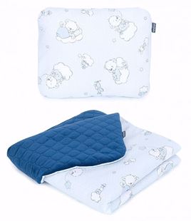 Obrázek Dětská deka s polštářem Medvídek na obláčku Velvet 75x100 cm